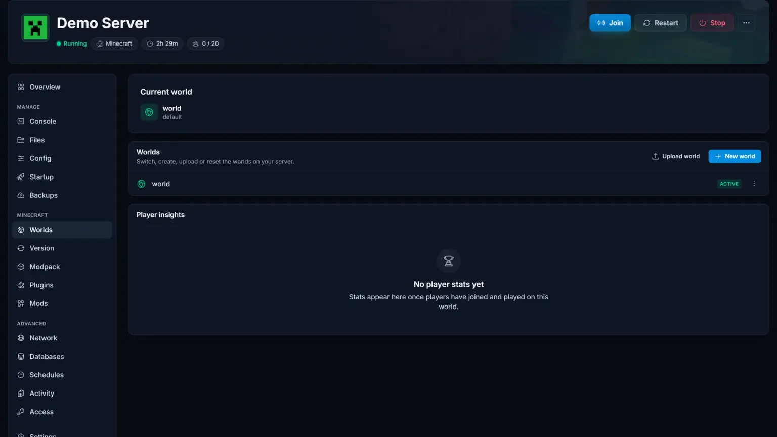 Kontrolpanel Skærmbillede